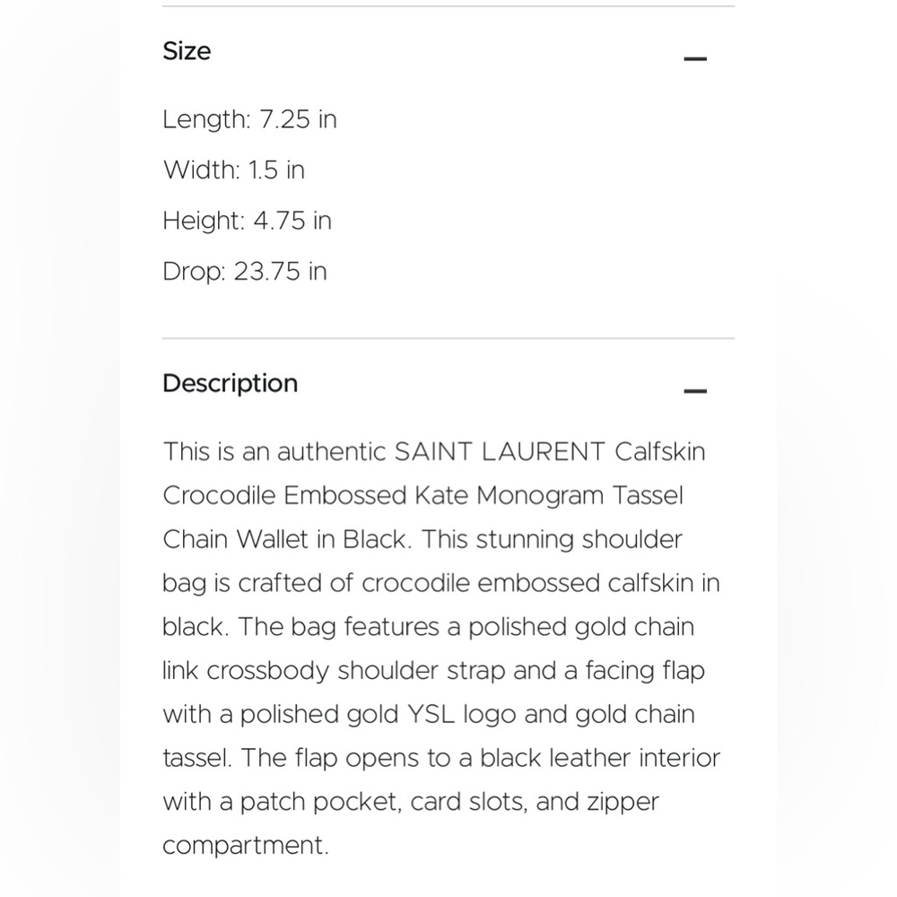 YSL Kate Crocodile Wallet on Chain - Picture 16 of 16